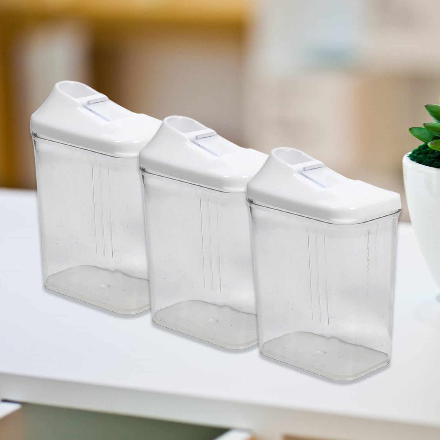 2782 Kitchen Storage Jars & Container Set 3pc , Transparent Jar Set For home & Kitchen Use DeoDap 2782 Kitchen Storage Jars & Container Set 3pc , Transparent Jar Set For home & Kitchen Use DeoDap